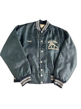 Vintage Millburn Wrestling Mens Coach Jacket Navy Blue Medium